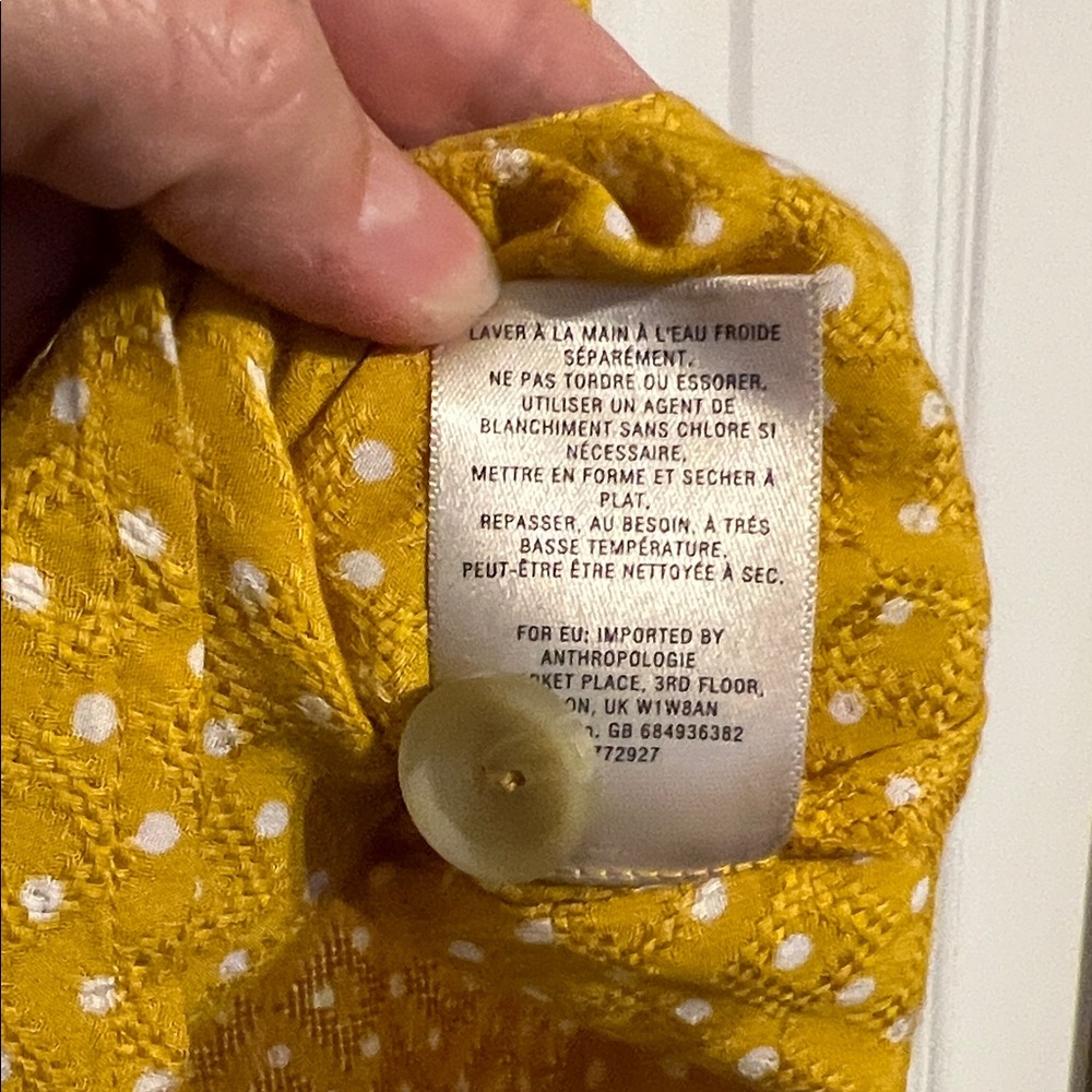 Maeve Mustard Polka Dot Button-Front Blouse - Picture 5 of 8